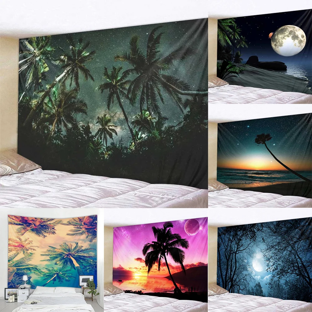 

Night moon pattern background cloth Nordic style home decoration tapestry living room bedroom dormitory hanging cloth 230x150cm