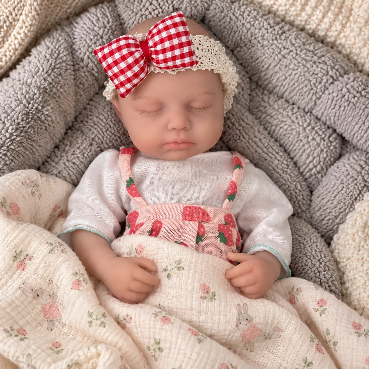 Reborn Baby Doll Silicone Realistic - 50cm Vollsilikon-Reborn-Babypuppe Glatzkopf Realistische Neugeborenen-Puppe Weiche