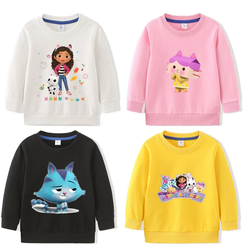 

Толстовка с кукольным домиком Габби, детская толстовка с капюшоном, свободная модная толстовка с мультяшным узором для девочек, куртка, одежда, удобный подарок на день рождения