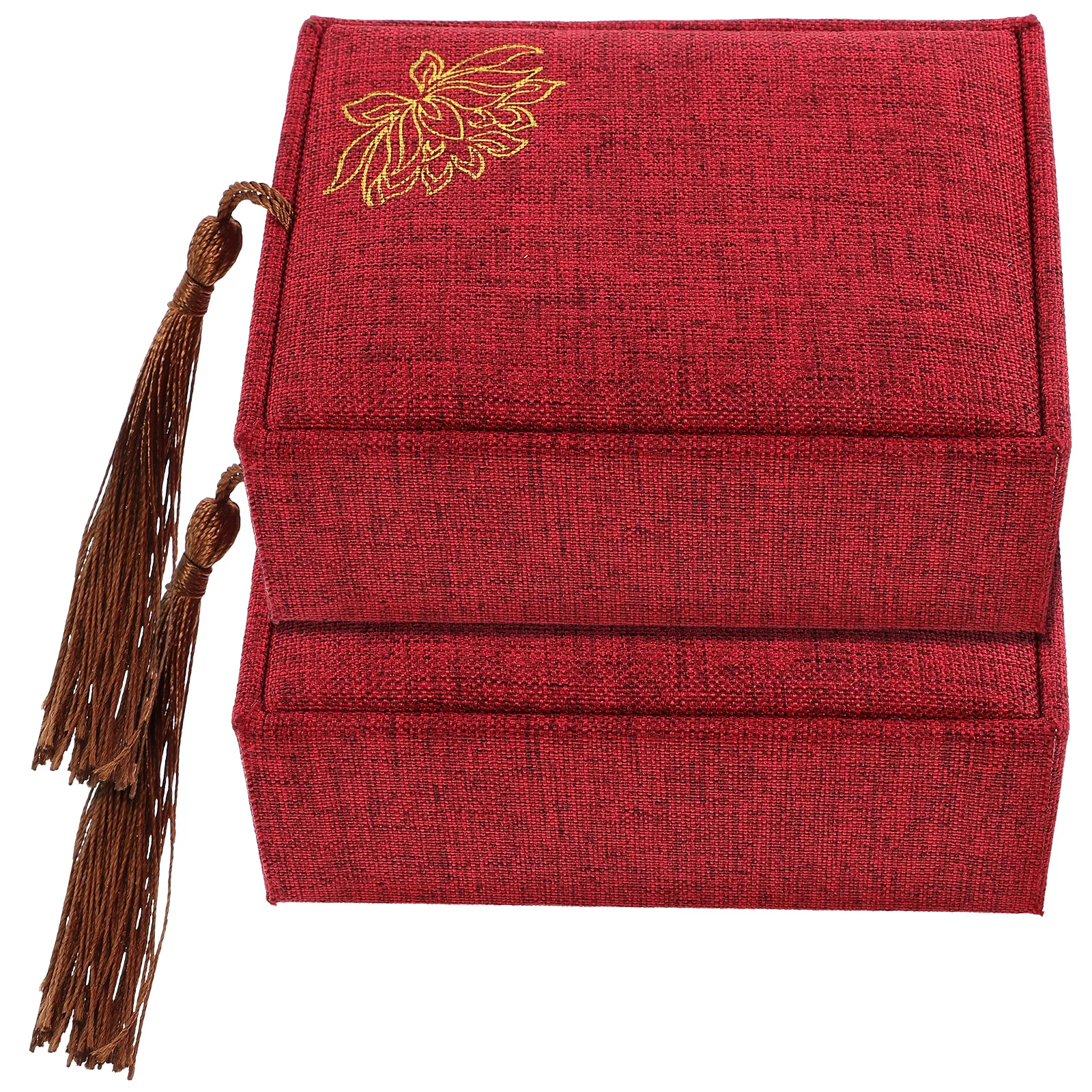 

2 Pcs Nail Box for Guzheng Pipa Nails Storage Boxes Embroidery Holder Tassel Container Lightweight Portable Small Size