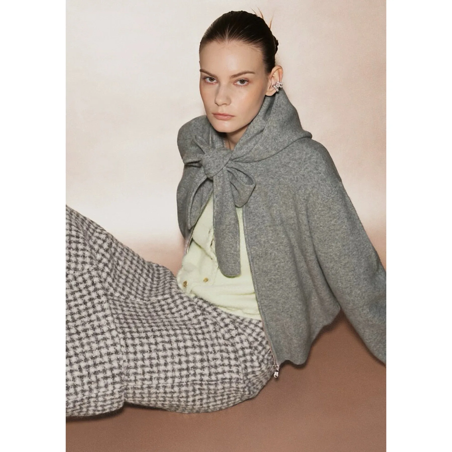 

Вязаный кардиган Lemon Cheese LAN26: модный, приталенный, с длинными рукавами, свободный, для повседневной носки, укороченный, с шарфом-воротником