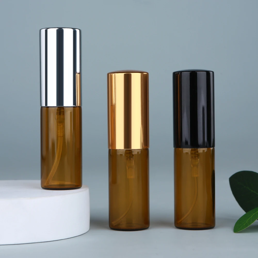 

50/100pcs 5ml Glass Roll On Bottles Refillable Perfume Bottle Empty Spray Bottle Atomizer Perfume Bottles Gold Silver Black Cap