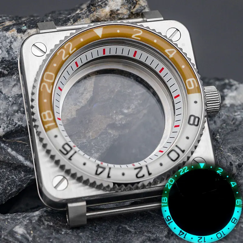 

Mod Gear Bezel New Square Watch Transparent Case Back Fits Seiko NH35 NH36 7S26 Movement 200M Waterproof Men Watch Cases