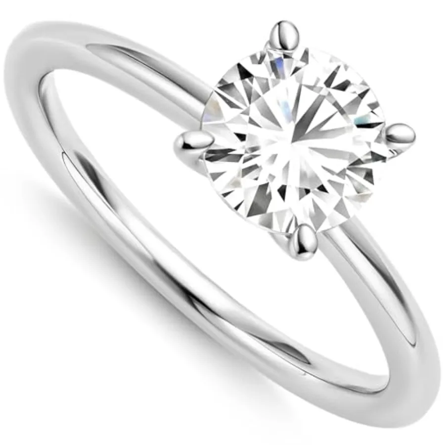 

Solitaire Moissanite Engagement Ring 1CT D Color VVS1 Clarity 14K Gold Plated Engagement Ring for Women Classic Promise Wedding