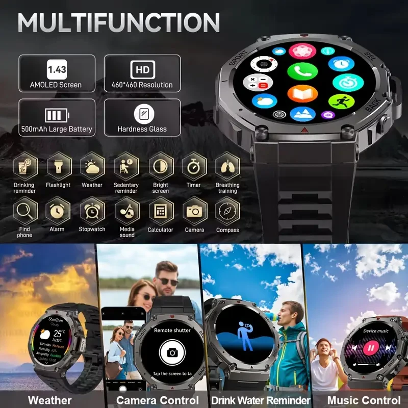 Новые умные часы для плавания T-Rex 3, GPS, спортивные военные умные часы с Amoled Screen Compass, IP68, водонепроницаемые умные браслеты для мужчин и женщин