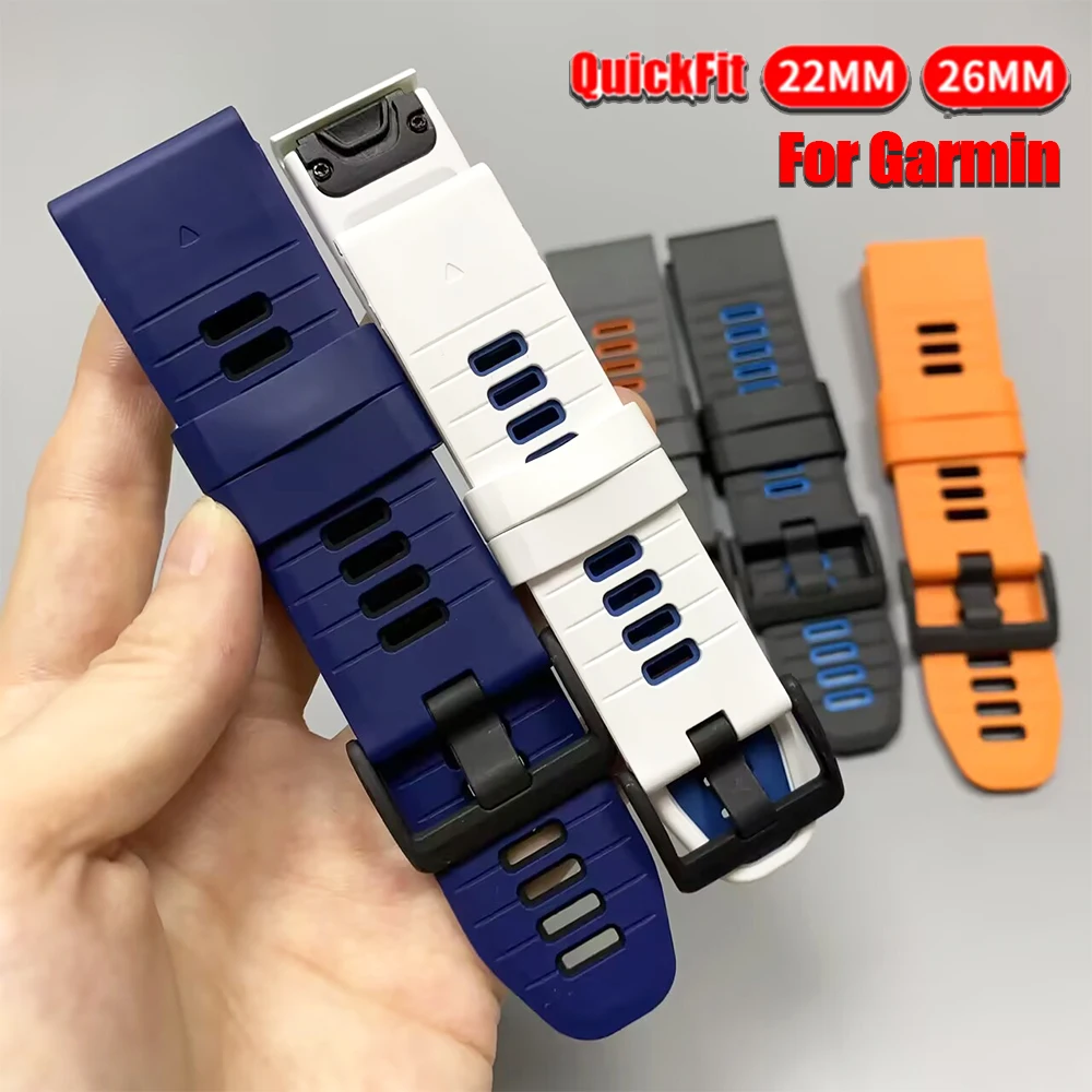 QuickFit 22mm 26mm Sport-Silikonarmband für Garmin Forerunner 970 Tactix/Quatix 8 Instinct 3 Fenix ​​7X 7 8 Pro Outdoor-Uhrenarmband