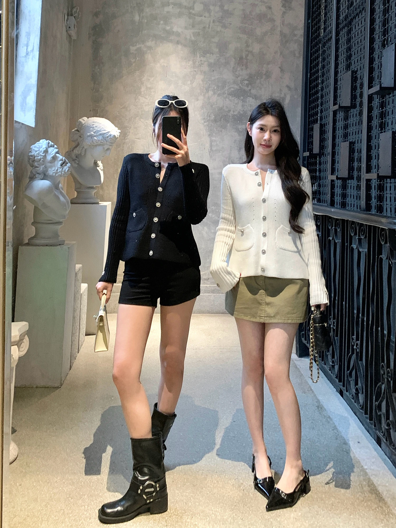 

Slim Fit Knitted Sweater with Single Button round Neck Waist Cinching Style Open Cardigan Outerwear for Women