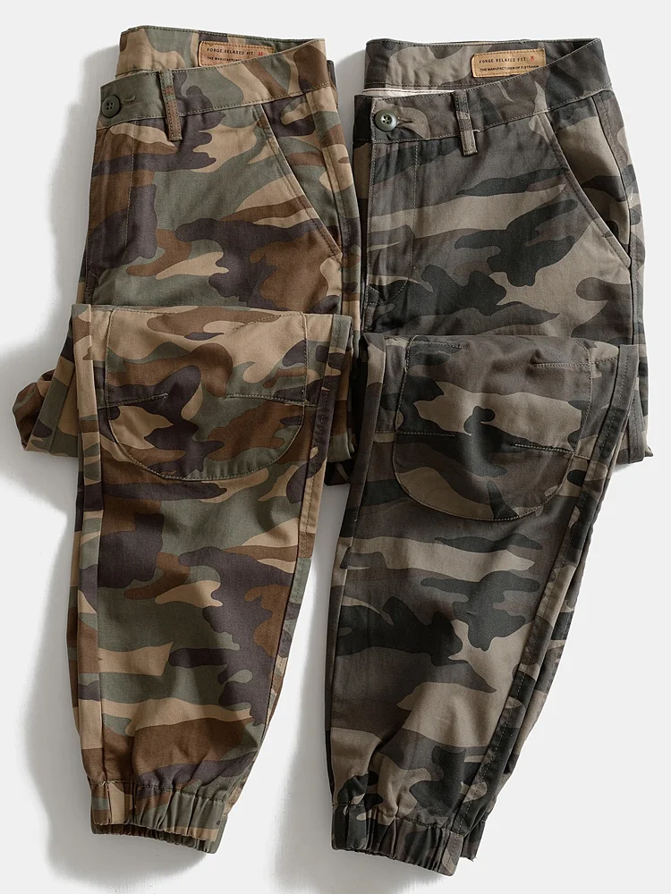 

Американские ретро уличные лоскутные мужские камуфляжные свободные рабочие брюки длинные брюки с манжетами повседневные хлопковые парусиновые брюки-карго