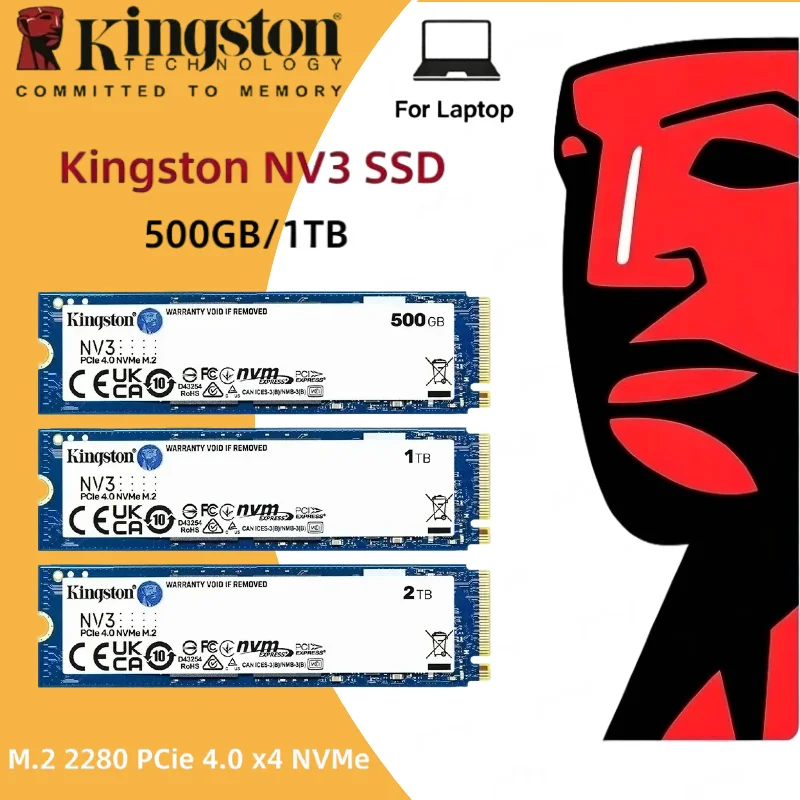 SSD Kingston NV3 500GB 1TB 2TB NVMe PCIe Gen 4.0x4 Unidade de Estado Sólido M.2 2280 SSD Interno NVMe M2 para Desktop e Laptop