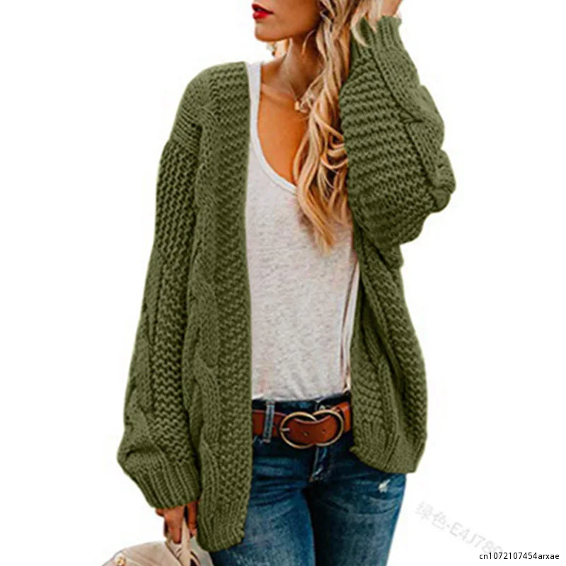 

Autumn Women's Open Front Long Sleeve Chunky Knit Cardigan Sweaters Loose Outwear Coat Fashion Oversized Tops Clothing