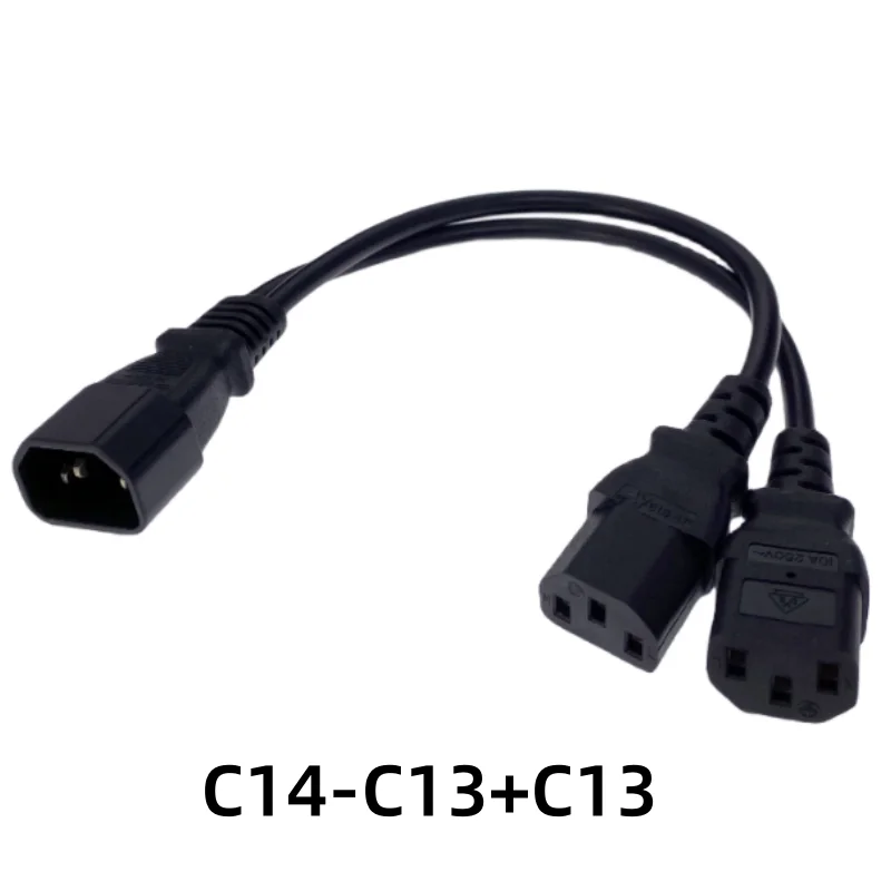 IEC320 C14 C8 To 2X C7 C5 C13 Y Split AC Power Cord, IEC Figure 8 Male To 2 Female 1 In 2 Out AC Power Cable 30cm Black