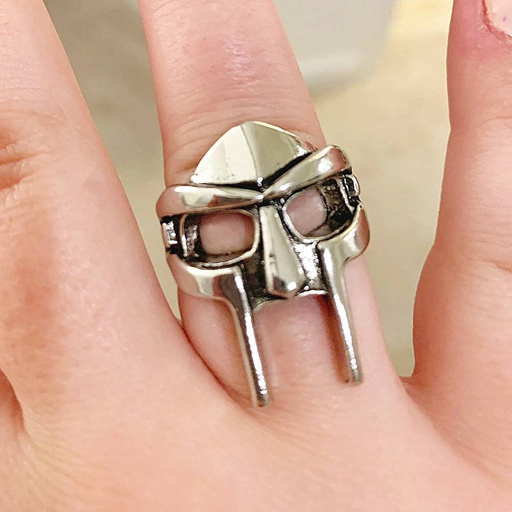 Anillos Retro con máscara MF DOOM para hombre, estilo gladiador Punk, faraón egipcio, anillo masculino de Hip Hop, joyería para Halloween,