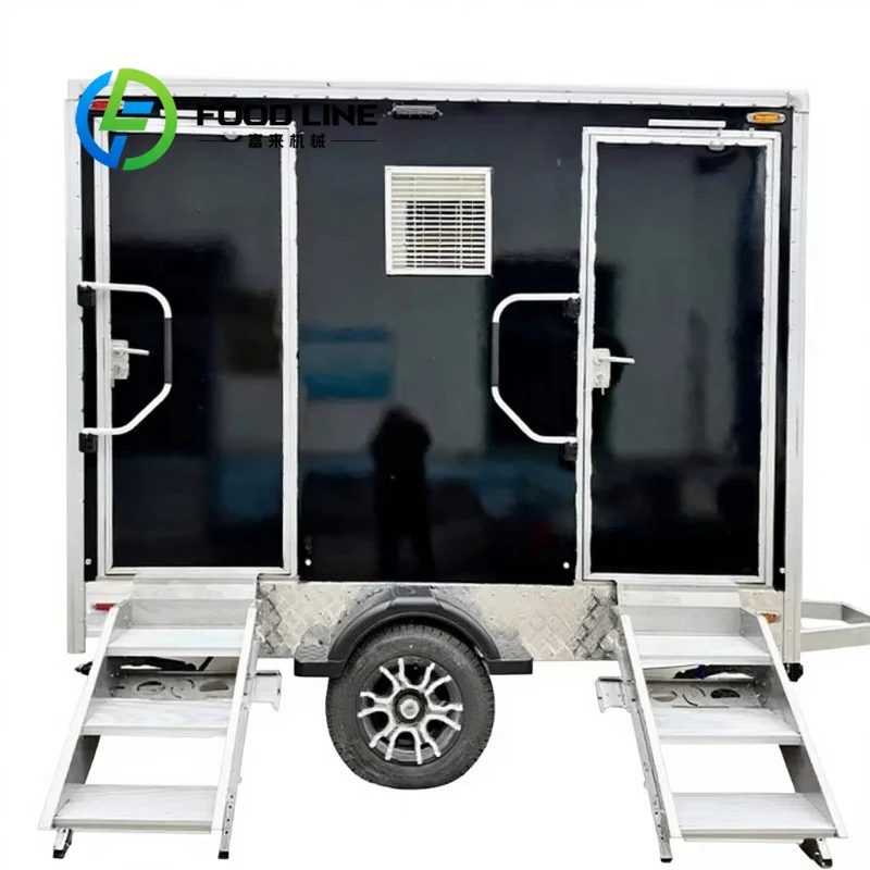 Eco-Friendly Durable Mobile Toilet Trailer with Non-slip Flooring Luxury Portable Bathroom for Outdoor Events