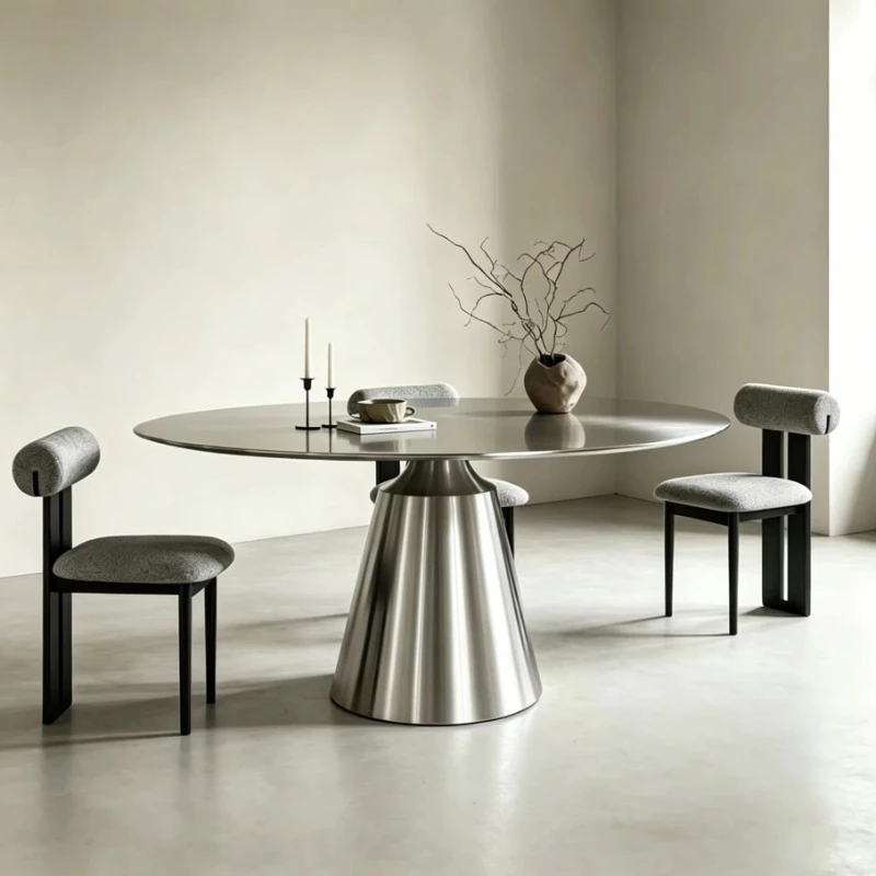 Simple round dining table small apartment 304 stainless steel round table household