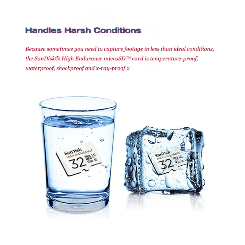 SanDisk بطاقة ذاكرة Micro SD عالية التحمل 128GB 32GB 64GB 256GB U3 V30 4K بطاقة ذاكرة Micro SD/TF Flash MicroSD لمراقبة الفيديو