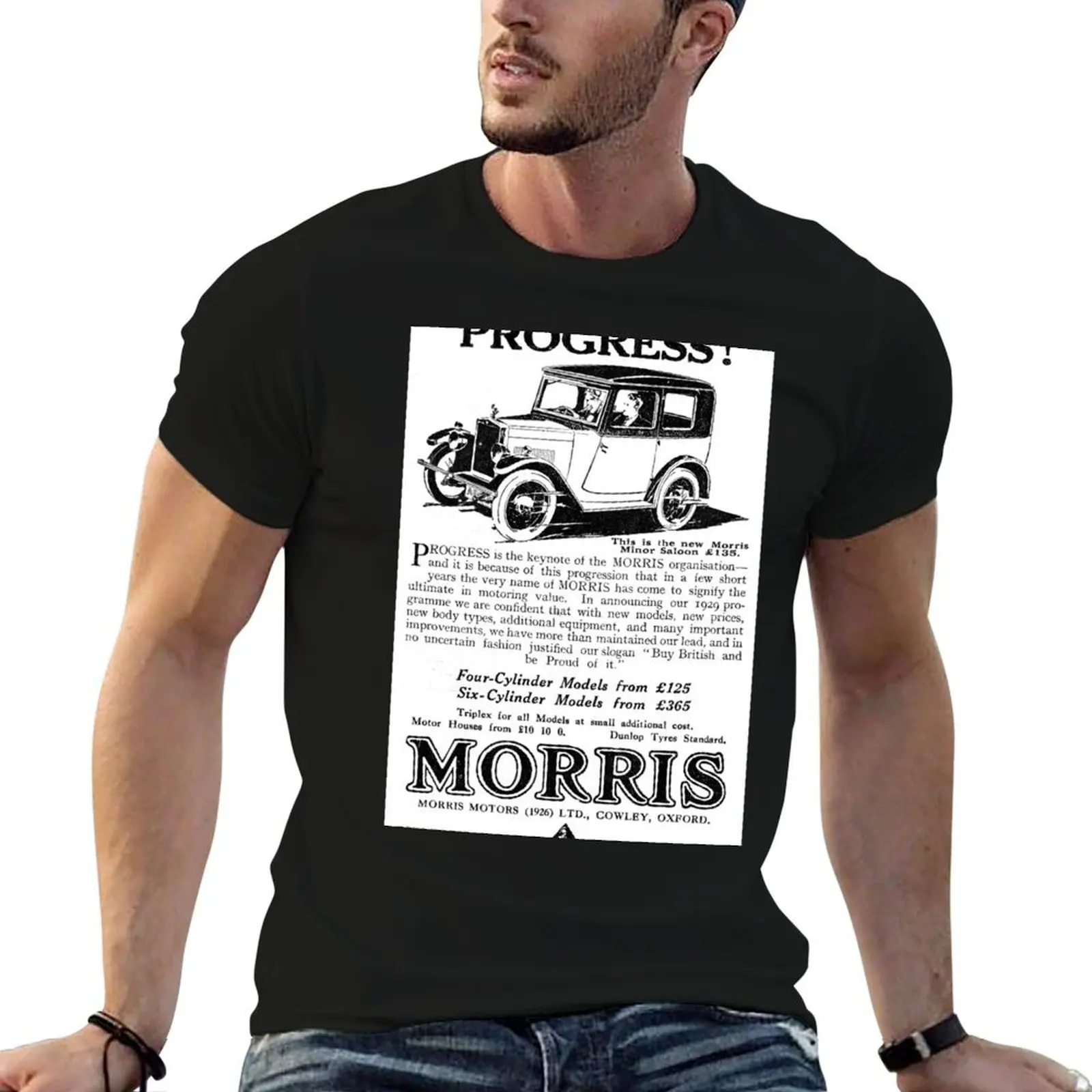 Morris Motors - Morris Minor Saloon - 1929 Vintage Advert T-Shirt plus sizes oversized graphic tee Men's t-shirt