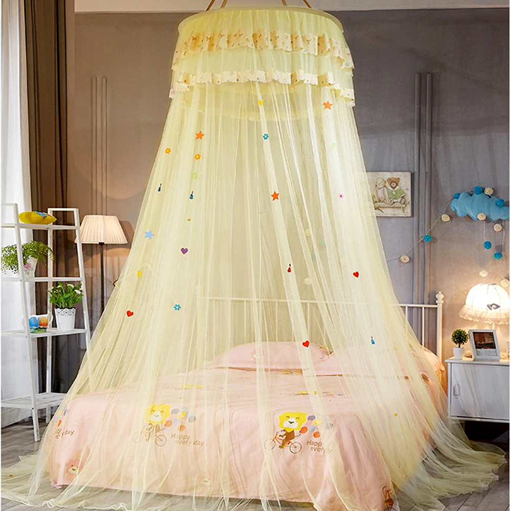 Dome hanging mosquito net Lace Bed Canopy Easy to Install 4 Colors Girls Room Decor