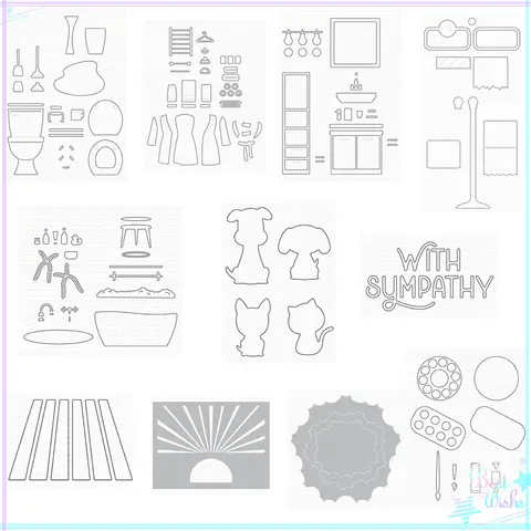 Silhuetas de animais de estimação pintura banho de bolhas corte dados arco-íris estêncil scrapbooking para fazer papel quadros cartão artesanato