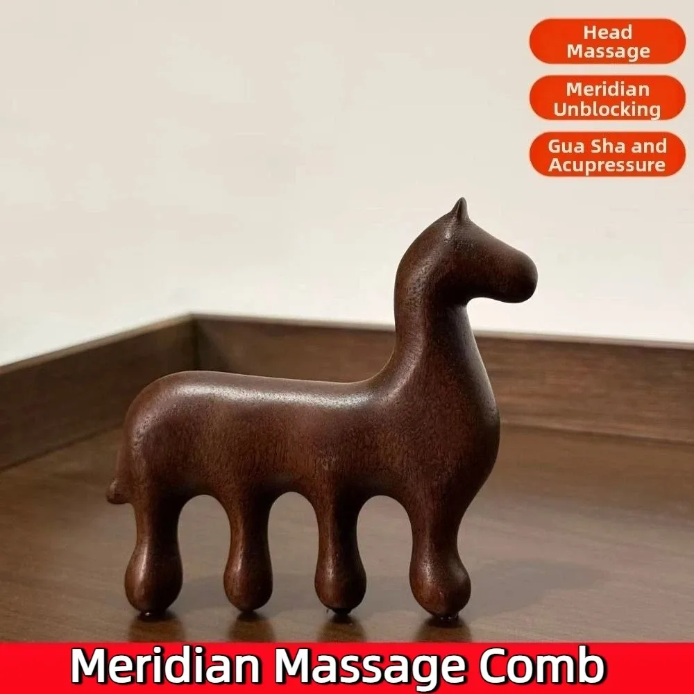 Zodiac Horse Design Meridian Massage Comb Scalp Relax Blood Circulation Sandalwood Hair Comb Comfortable Point Massage