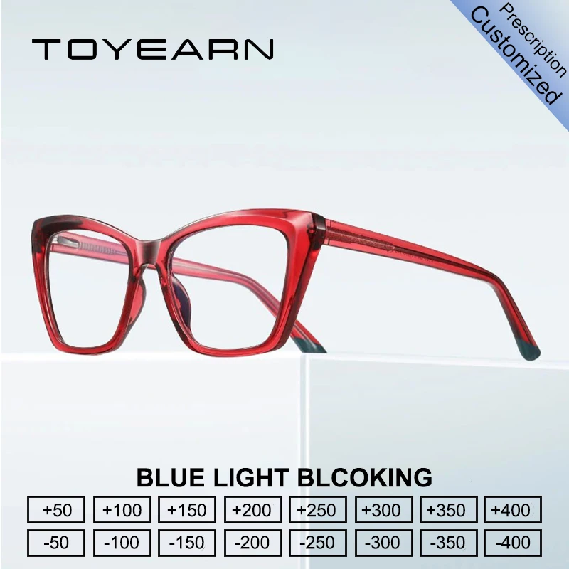 

Очки для чтения TOYEARN: модные, простые, квадратные, женские, для коррекции близорукости и дальнозоркости, с индивидуальной рецептурой, блокирующие синий свет