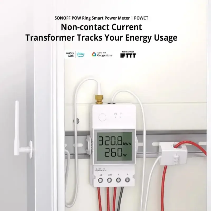 SONOFF POWCT 100A WiFi POW Ring Smart Power Meter Split CT Sensor ESP32 Chip Energy Monitor EWeLink APP With Alexa Google Home