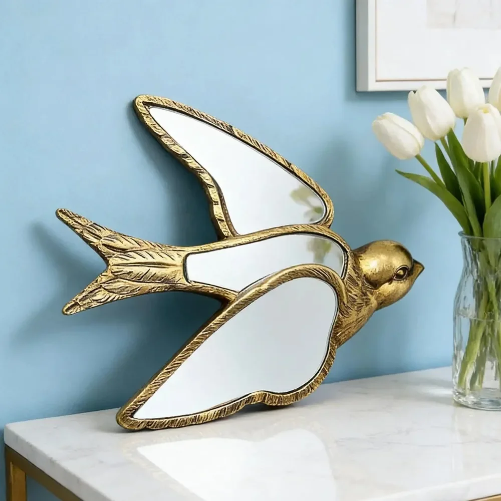 Wall Mounted Bow Mirror Candle Holder Vintage Wrought Iron Wall Decor Candlestick Shooting Props Home Fragrance Decoration Gifts