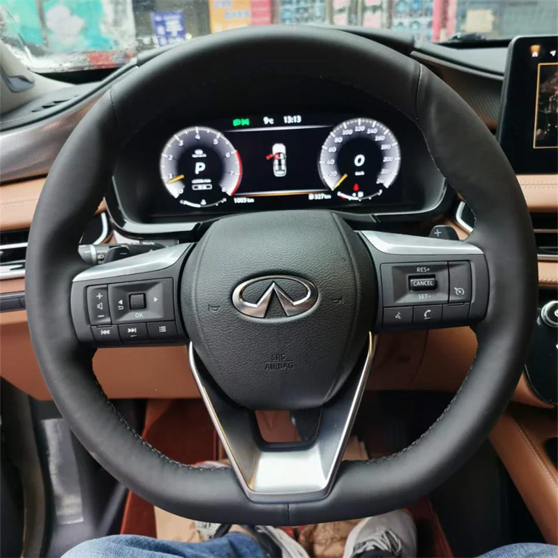 

Сшитый вручную нескользящий чехол на руль из натуральной кожи для Infiniti QX60 2022-2024, автозапчасти