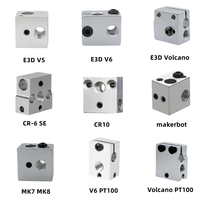 Heater Block E3D V5 V6 MK7 MK8 CR-6 SE Volcano PT100 CR10 Makerbot Aluminum/ Brass/ Copper For 3D Printer Extruder Hotend J Head