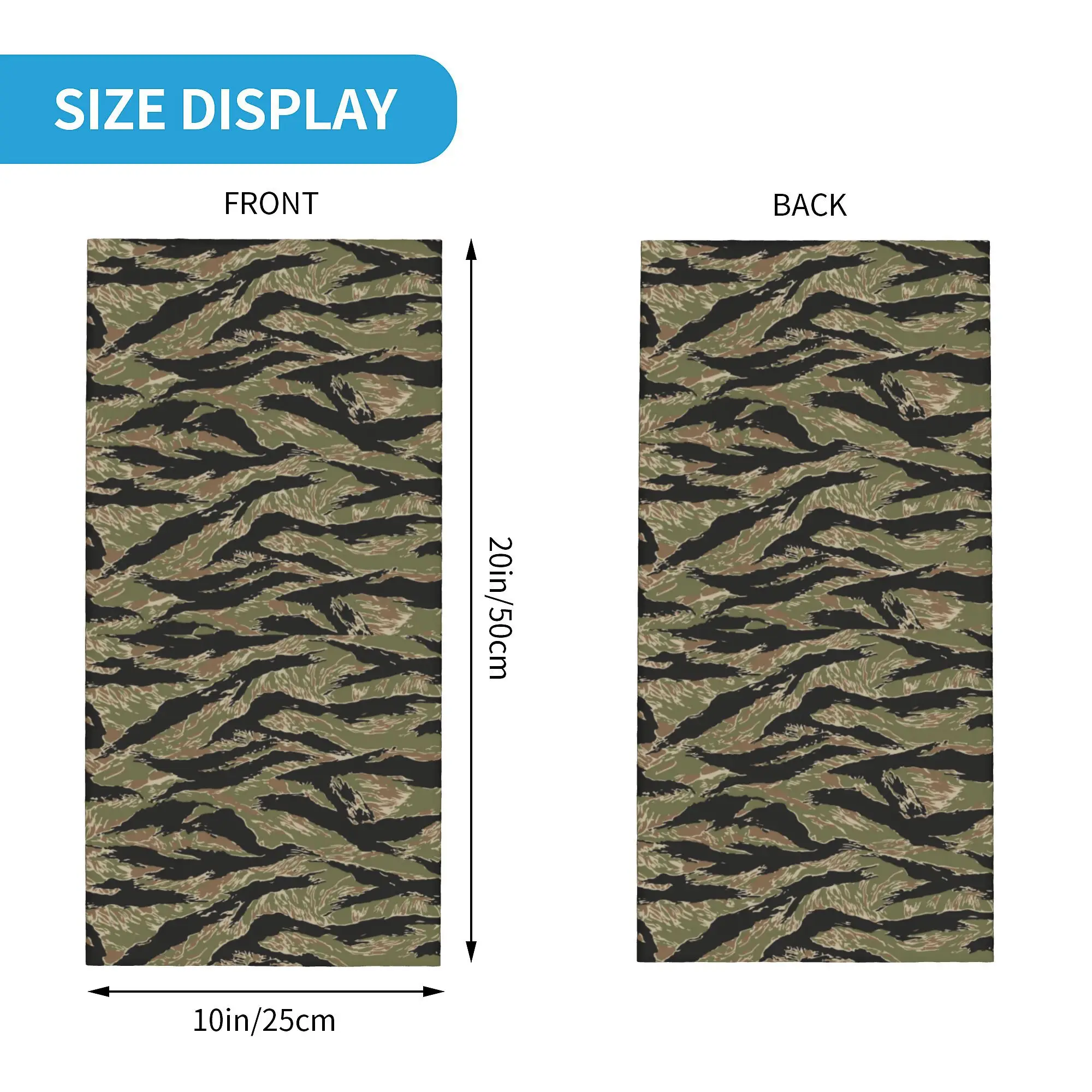 Custom Tiger Stripe Camo Bandana Neck Warmer Women Men Winter Ski Hiking Scarf Gaiter Military Tactical Camouflage Face Cover