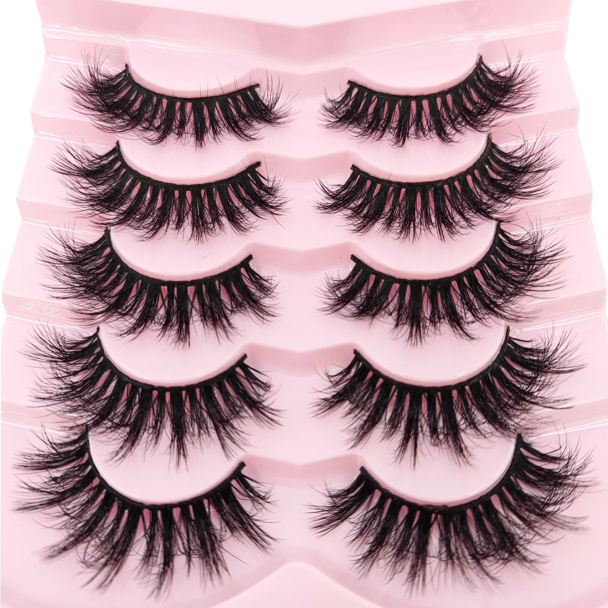 AMSDCN Neue 3D natürliche Nerz wie falsche Wimpern D-Roll flauschige weiche 5-Paar Manga Wimpern Wispy natürliche Wimpernverlängerung Make-up