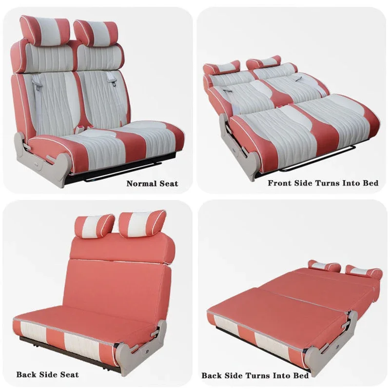 

Custom Double-Person Folding Seats With Adjustable Backrest Ideal as Luxury Passenger Seats for RV Campervan Van Caravan Touring