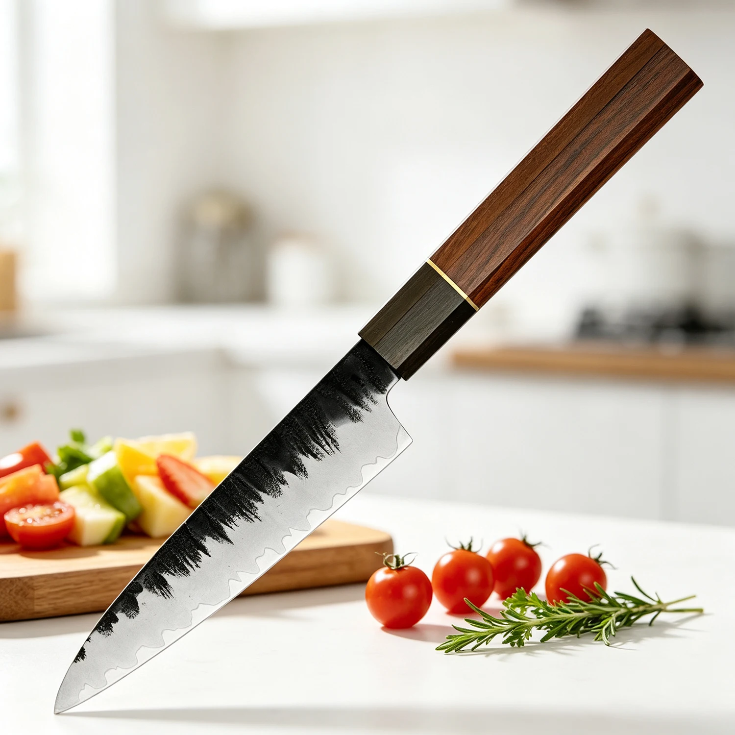 XITUO Hand Forged High Carbon Steel 5 Inch Utility Knife, Sharp Octagonal Rosewood Handle Kitchen Sashimi Exquisite Chef's Knife
