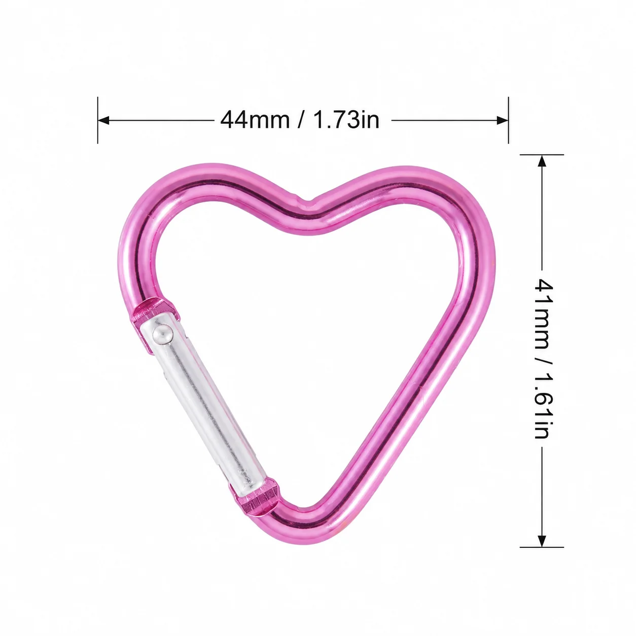 Heart Shaped Aluminum Carabiner Clip Transparent Pink Spring Snap Hook Keychain Backpack Hanging Buckle Outdoor Mini Hook GYH