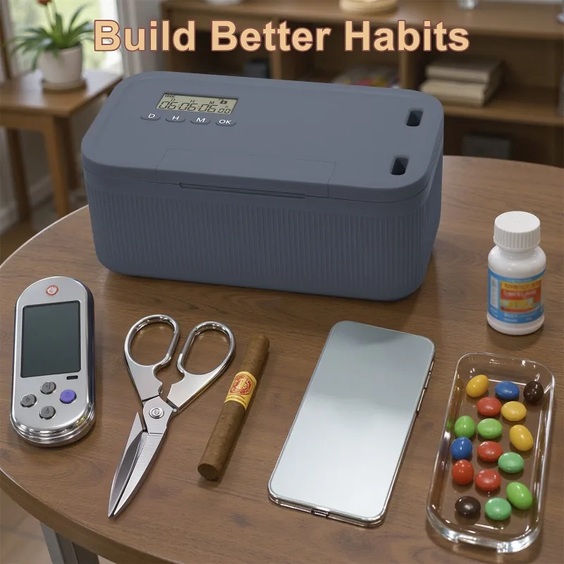 Lock Box with Timer Phone Locker Time Locking Storage Box for Office Home Medicine Cabinet Safety Lockable Food Snacks Container