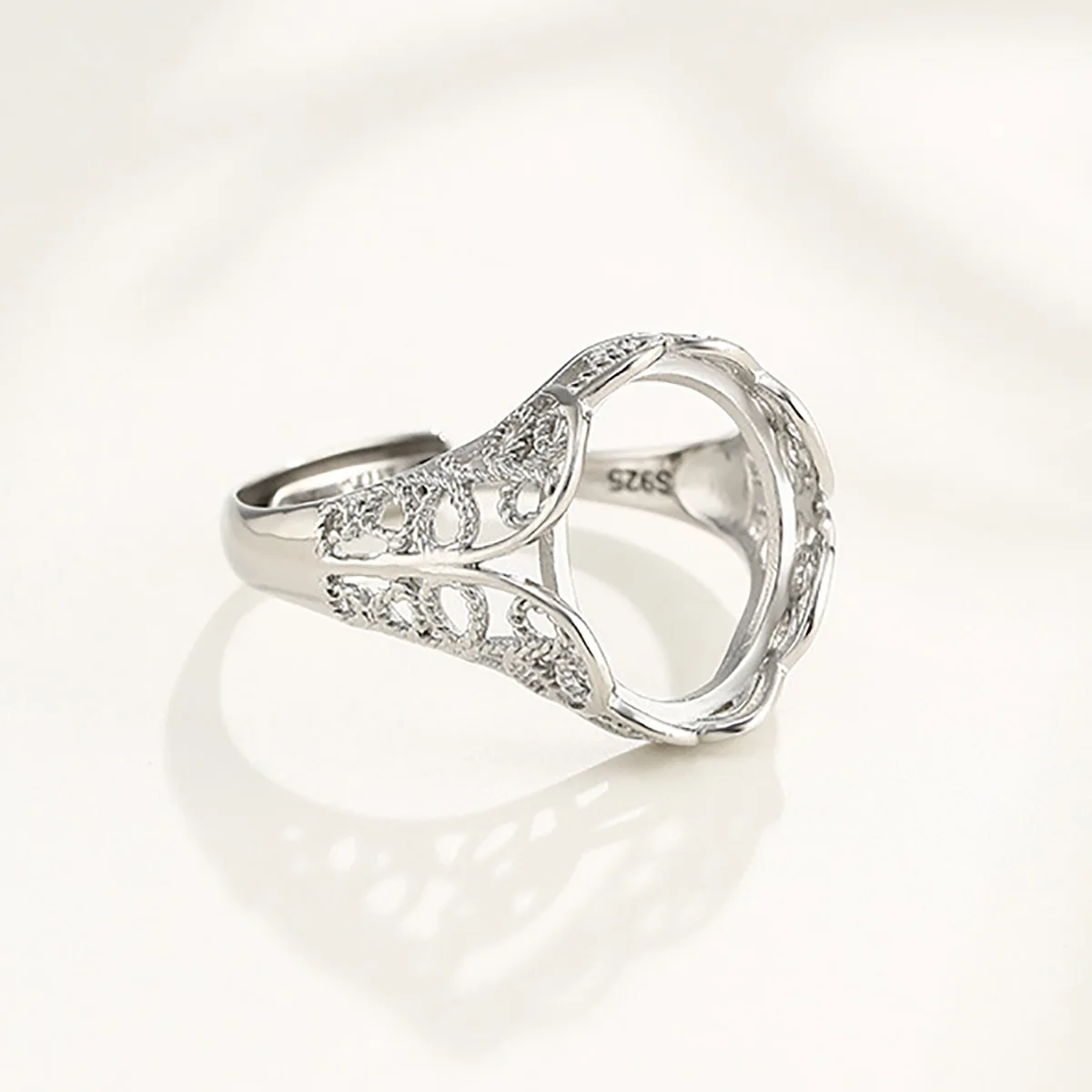 Solid 925 Silver Adjustable Blanks Ring Base for Cabochon Cameo DIY Rings Jewelry Findings Accessories Women