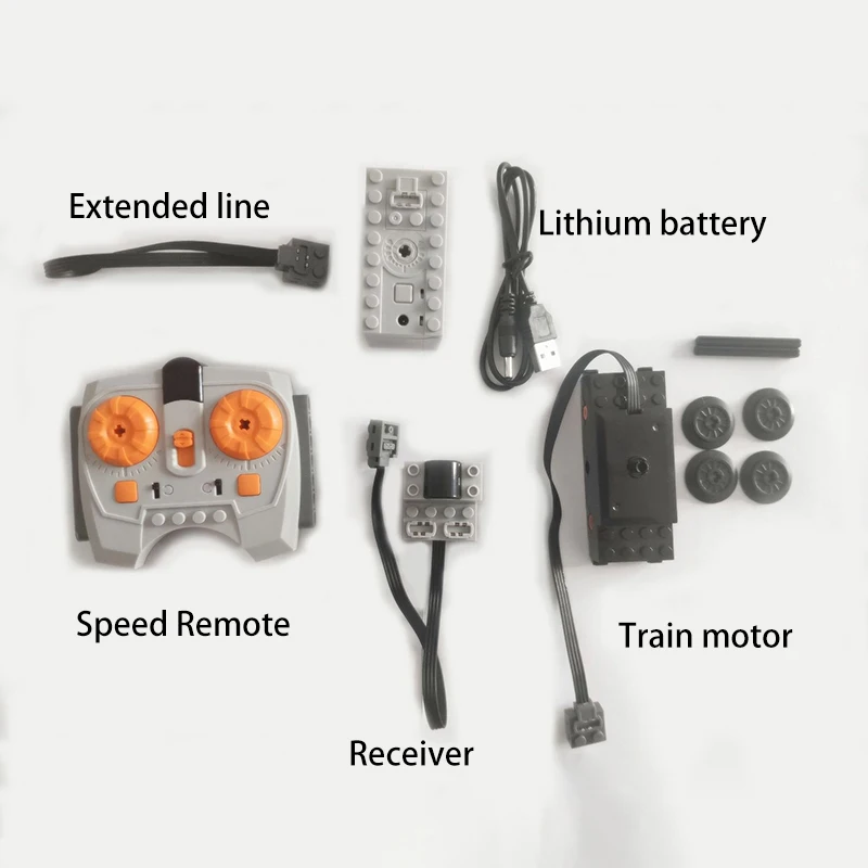 مجموعة وحدات بناء MOC ذات قوة المحرك ، أجزاء PF عالية التقنية ، الطوب ، بطارية الليثيوم ، جهاز التحكم عن بعد ، محور العجلة ، اللعب