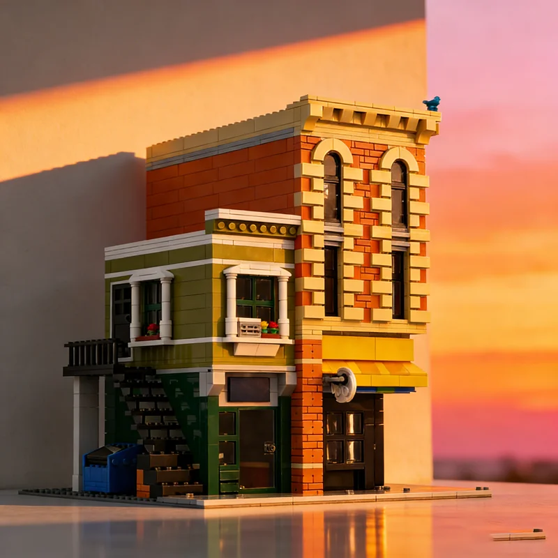 2355 個 MOC モジュール式街並みコーナーデリ食料品店モデルビルディングクリスマスギフトおもちゃブロック建築組み立てクリエイティブアイデア