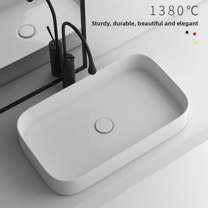 Nordic Art Ultra-Thin Square Large Bathroom Wash Basin Modern Design Above-Counter Application For Hotels Made Of Stone Material