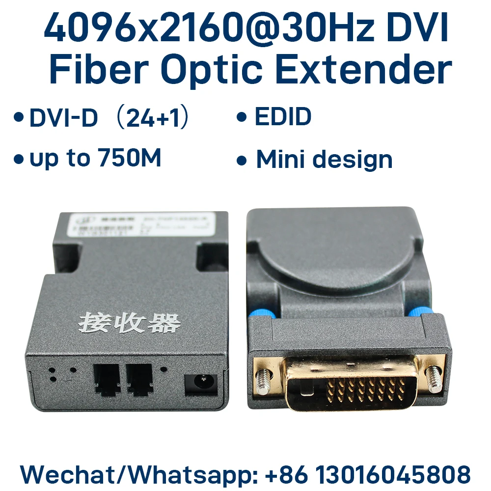 4096x2160@30Hz 4K DVI Fiber Optic Extender  over LC Fiber Singlemode Multimode EDID Learning DVI-D 24+1 Optical Transceiver