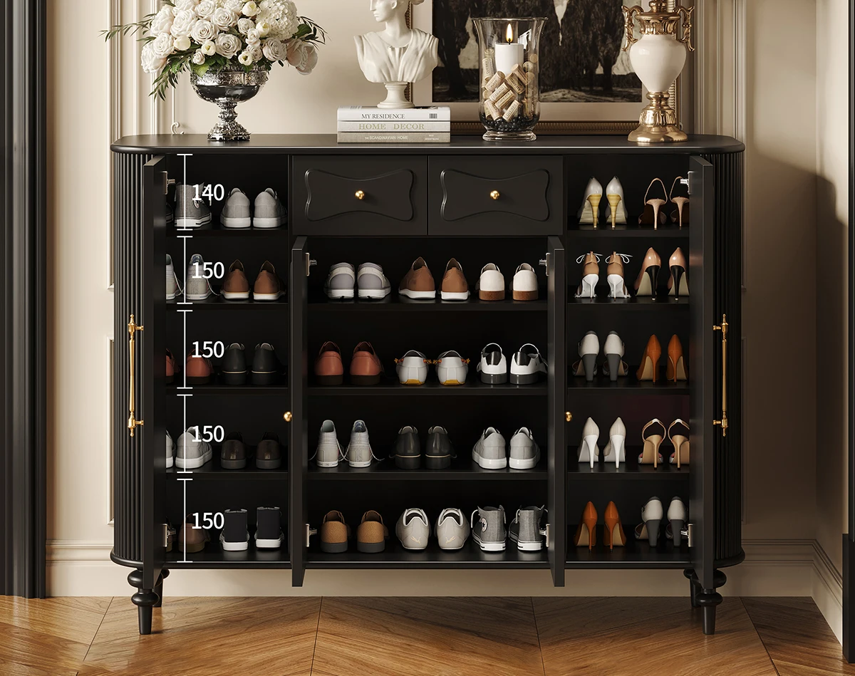 ！@Glossy Wood Waterproof Shoe Storage Cabinet with Sliding Door for Gym and Living Room-European Style High Quality Home Furnitu