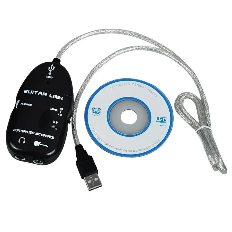 Easy Plug and Play Guitar Link to USB Interface Cable for PC and Video Recording