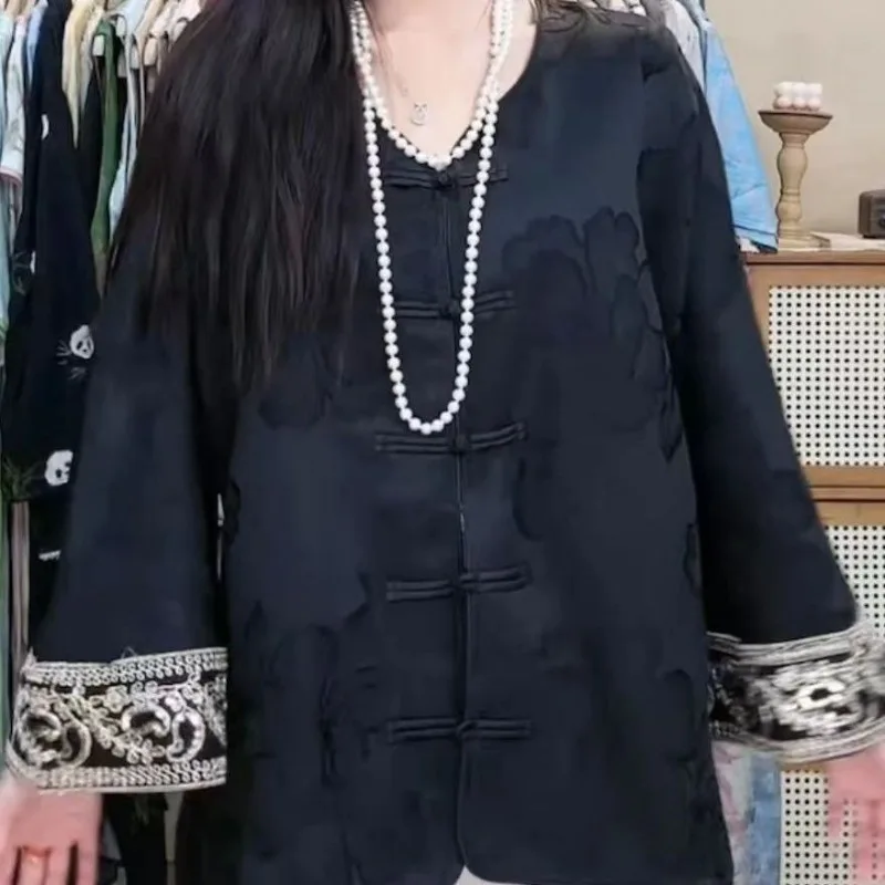 Highly Anticipated Classic Improved Traditional Chinese Style Featuring High-end Retro Jacquard Loose Top Silk Brocade Jacket