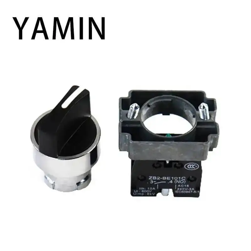 2pcs Rotary Switch Knob 22mm 2 Position Self-locking Latching Switch 1NO Maintained Select Selector XB2-BD21C XB2-BD21 BD41C