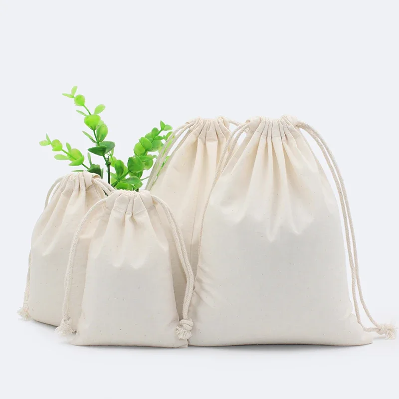 5/10 Pcs/Lot 130 Grams Thick Cotton Storage Bags Dustproof Home Organize Christmas Wedding Fabric Package Drawstring Pouches