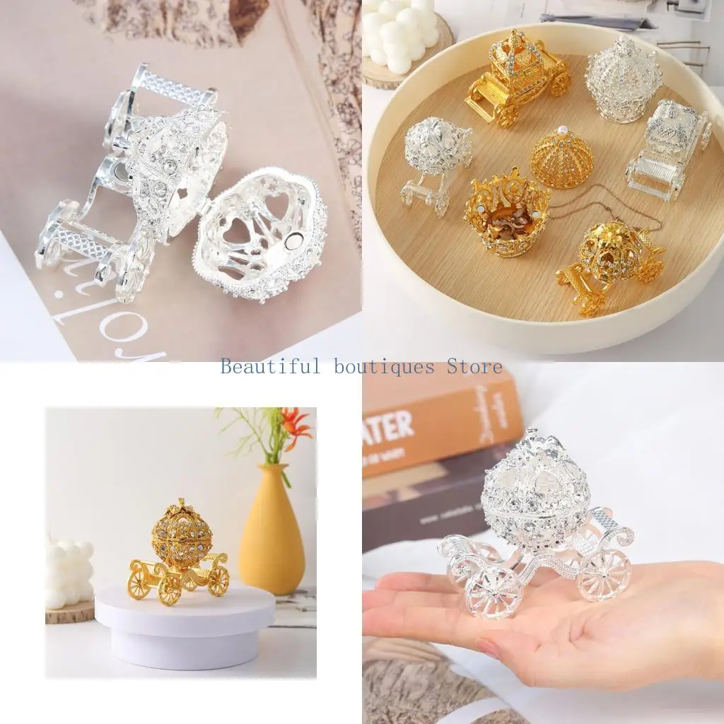 

U4LF Элегантная металлическая шкатулка для драгоценностей с замысловатым европейским дизайном, каретами для Хэллоуина, акцентом