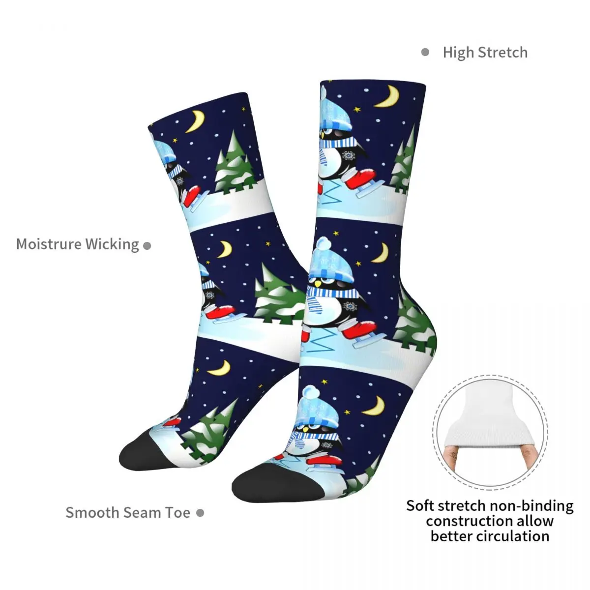 Calcetines de pingüino de patinaje para hombre y mujer, medias a prueba de viento, regalo de primavera, verano, otoño e invierno, novedad