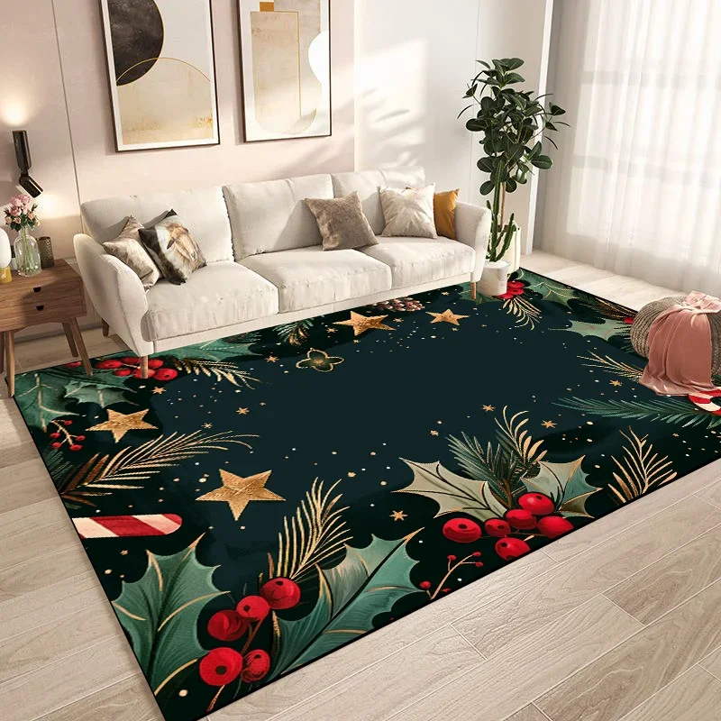

Christmas Tree Snowflake Carpet for Living Room Doormat New Year Red Decoration Home Rug Non-slip Dining Room Decor Floor Mats