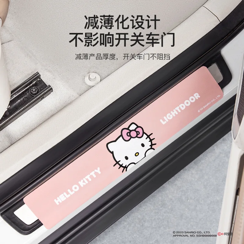 Kawaii Sanrio Car Door Sill Protection Strip Anti-Pedal Wear-Resistant Pu Cartoon Hello Kitty Cute Car Decoration Accessories