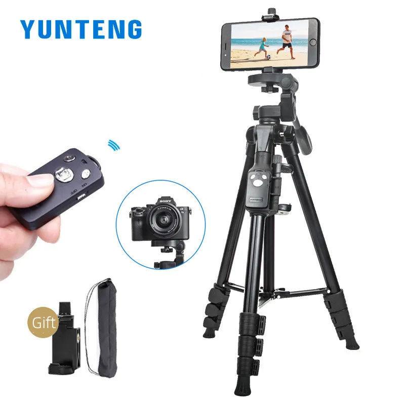 YUNTENG VCT-6108 Portable Tripod Selfie Stand with Bluetooth Remote Control for Smartphone SLR Camera Live Photography Studio