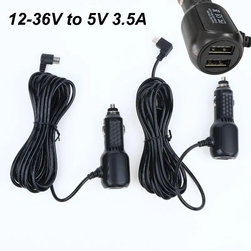 1Pcs 3.5 meters  5V 3.5A Type C USB Car Charger Adapter For Dash Cam Cellphone Car Radar Detector GPS DVR 3.5 Meters Wire